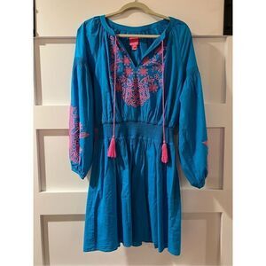 WOMEN'S ANALYNN TUNIC DRESS IN TURQUOISE SIZE LARGE - LILLY PULITZER